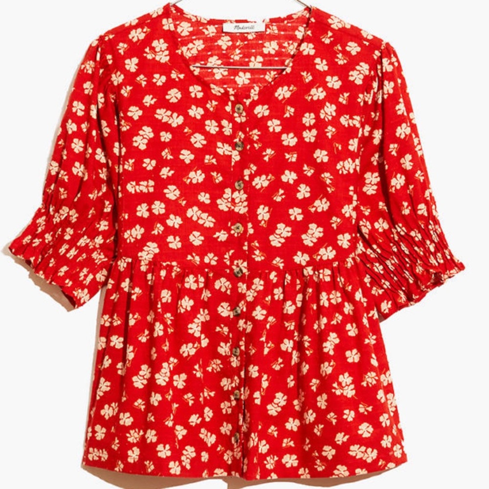 Madewell button front peplum top